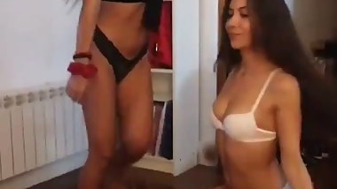 Gorgeous teens playing
