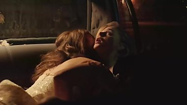 Lesbian makeout in the backseat