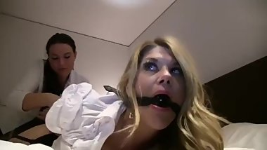 Lesbian mistress attracts a big breasted sub-girl